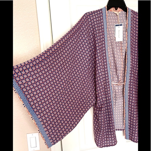 Sim & Sam Boho Hippie Kimono Tunic Purple Blue New - Picture 6 of 12